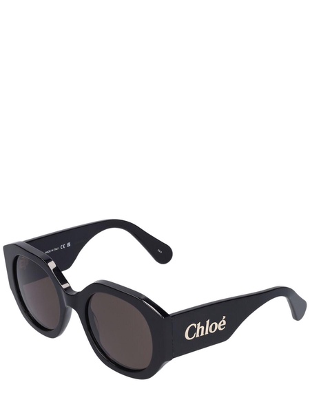 Oversized logo round acetate sunglasses