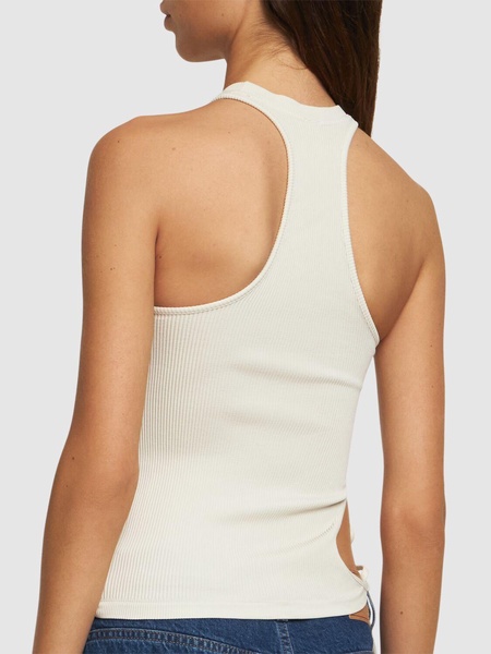 Ribbed jersey cut-out tank top