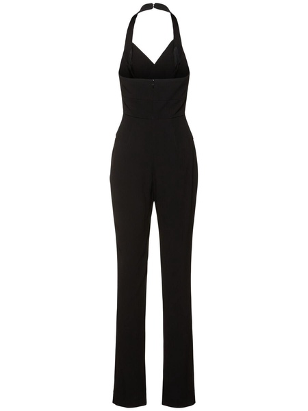 V-neck tailored crepe jumpsuit