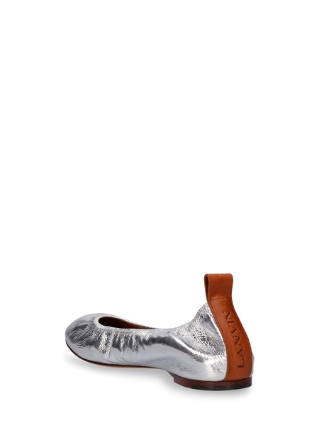 Laminated leather ballerina flats