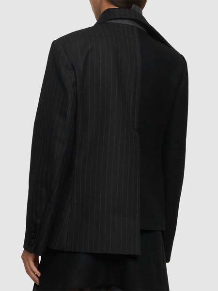 Chalk stripe & wool melton blazer