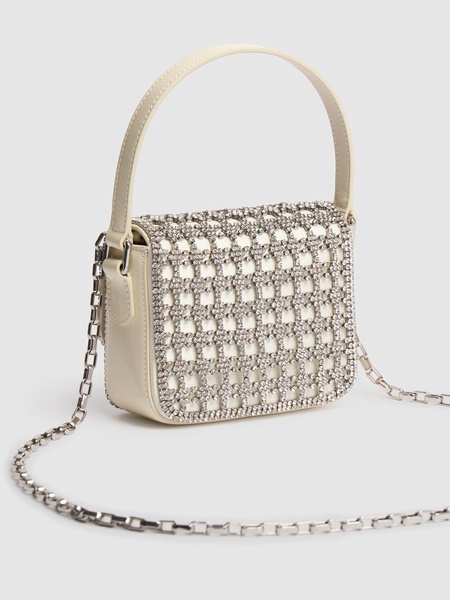 Micro chainmail crystal top handle bag