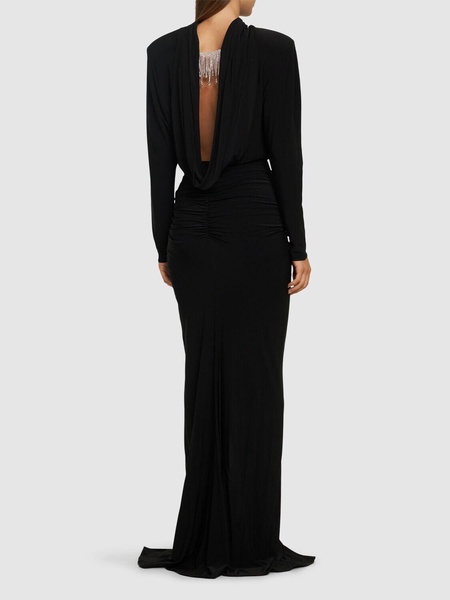 Turtleneck jersey maxi dress