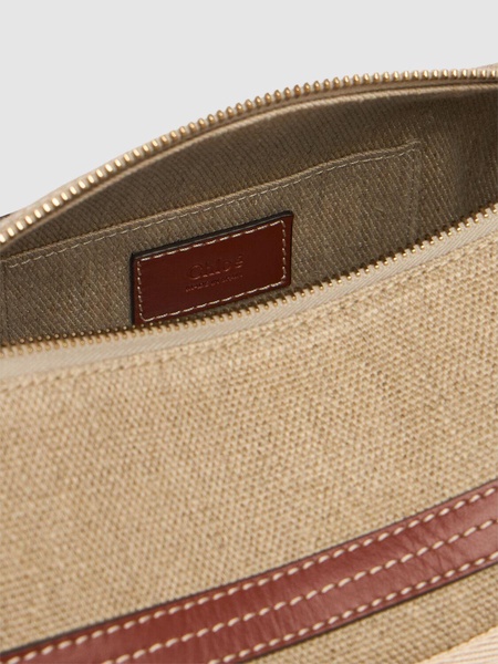 Woody linen & leather shoulder bag