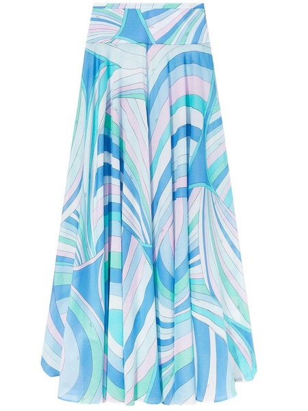 Printed cotton muslin maxi skirt