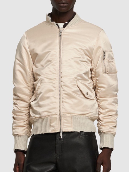 Dyed cotton & nylon bomber jacket