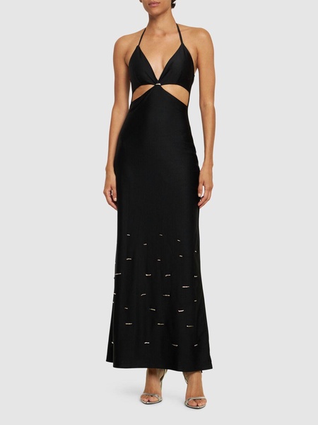 Noche embroidered triangle maxi dress