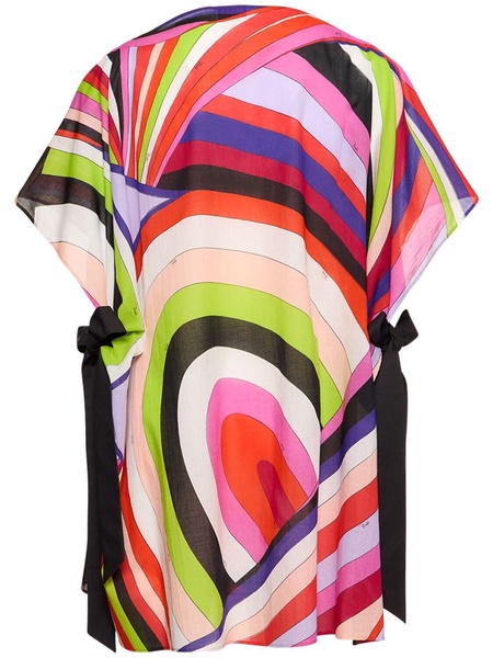 Iride printed voile mini kaftan dress