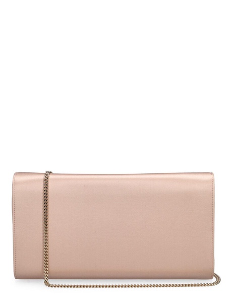 Flower buckle leather envelope clutch