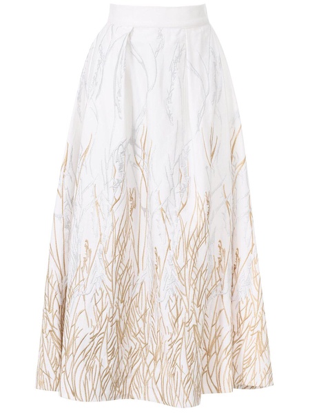 Embroidered cotton maxi skirt