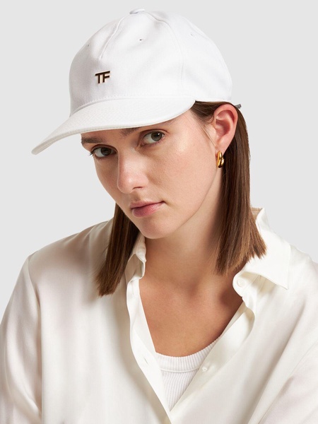 TF cotton canvas & leather baseball cap