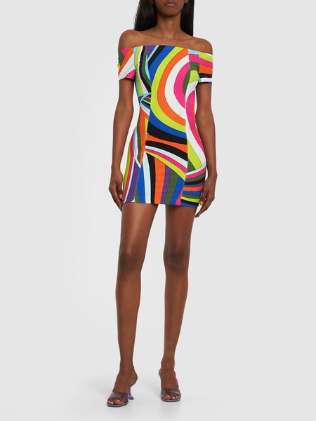 Iride printed tech cady mini dress