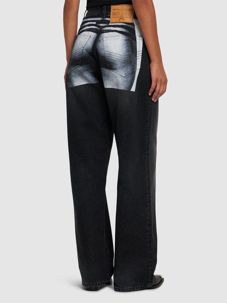 Body printed high rise boyfriend jeans