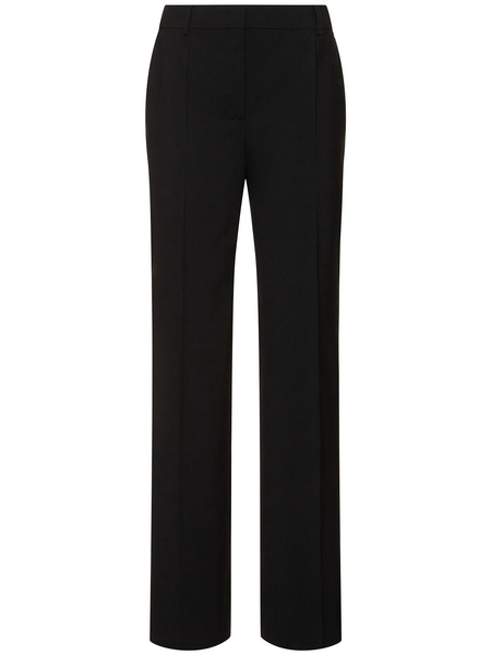 Stretch wool straight pants