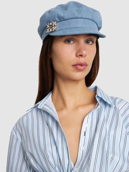 RV crystal broach denim sailor cap