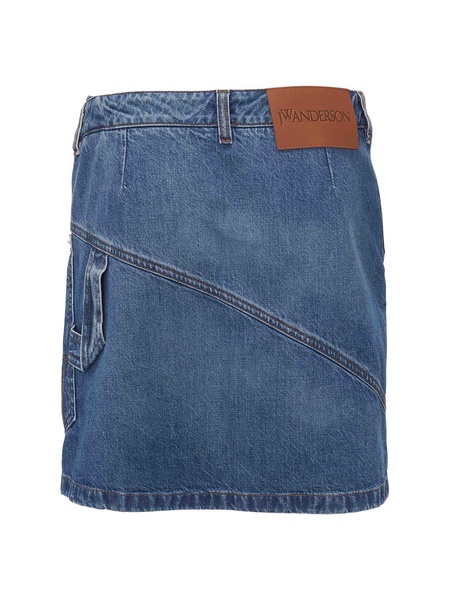 Twisted cotton denim mini skirt