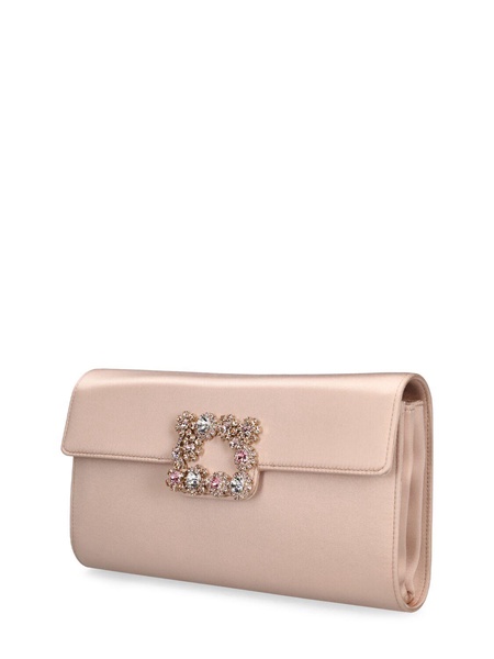 Flower buckle leather envelope clutch