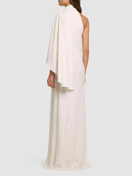 One sleeve draped cady maxi dress