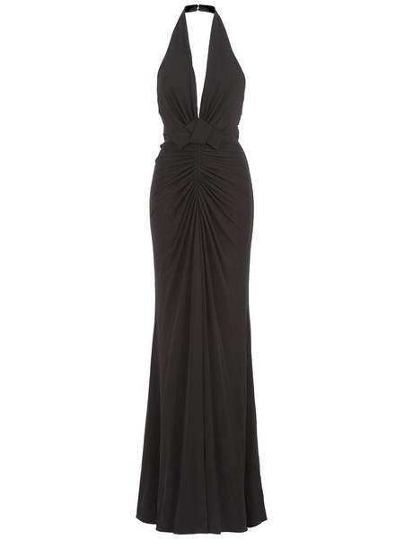 Long draped jersey halter dress