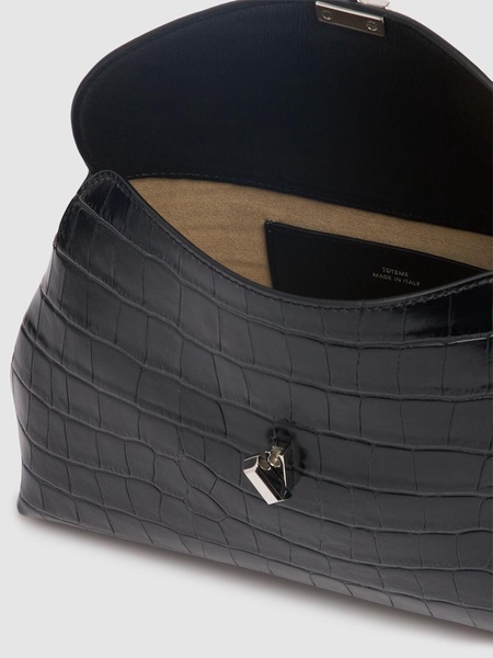 T-Lock croc embossed leather clutch