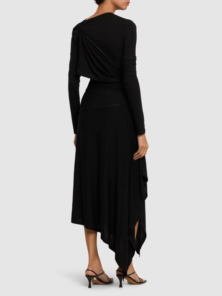 Draped jersey long dress