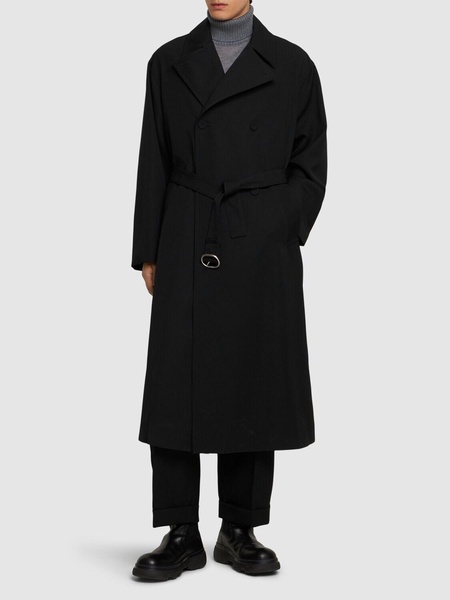 Oversize wool gabardine trench coat