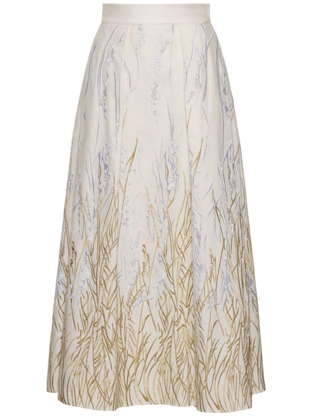 Embroidered cotton maxi skirt