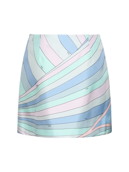 Printed silk twill mini wrap skirt