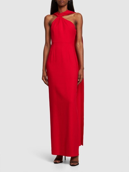 Asymmetric stretch cady maxi dress