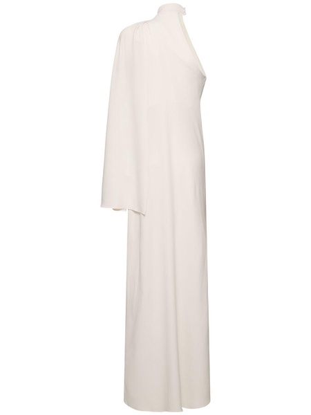 One sleeve draped cady maxi dress