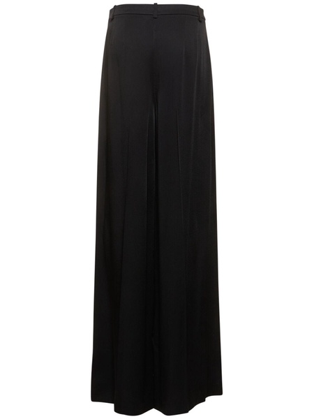 Pleated satin high rise wide pants