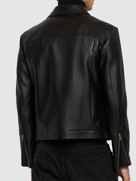 Leather bomber jacket