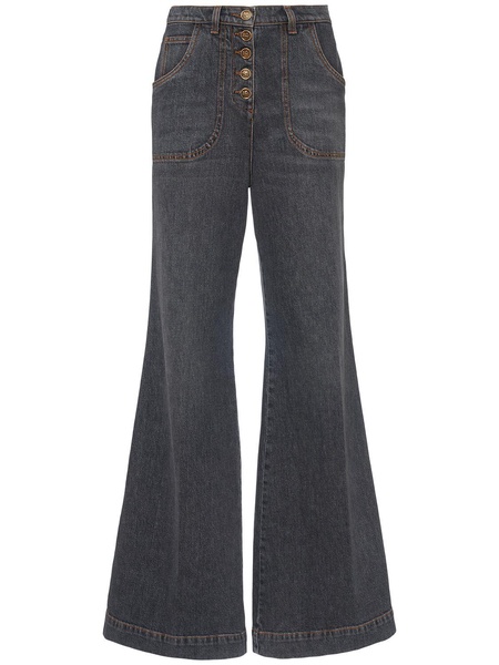 Denim high rise flared jeans