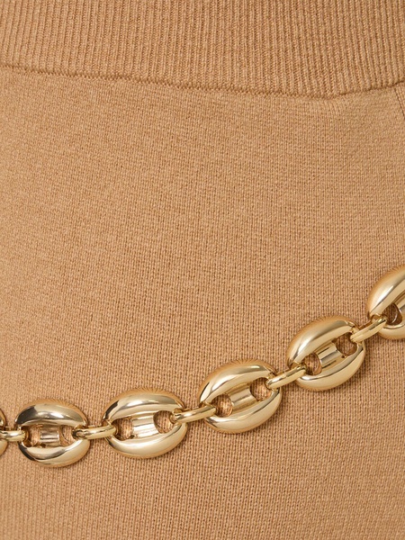 Wool & cashmere knit pants w/chain