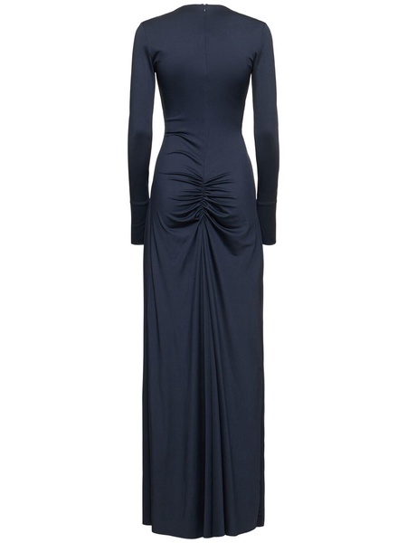 Ruched fluid jersey long dress