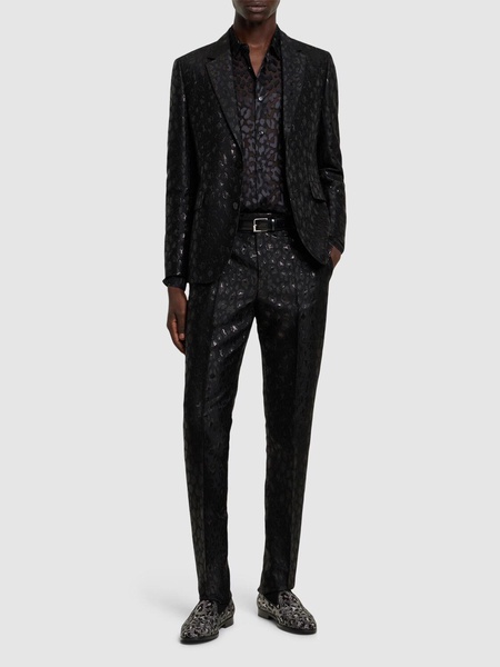 Lurex leopard jacquard blazer