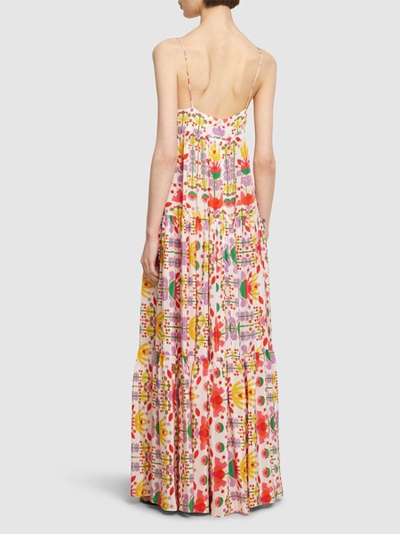 Merle printed viscose crepe long dress