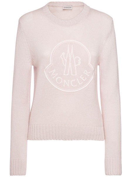 Embroidered logo wool blend sweater