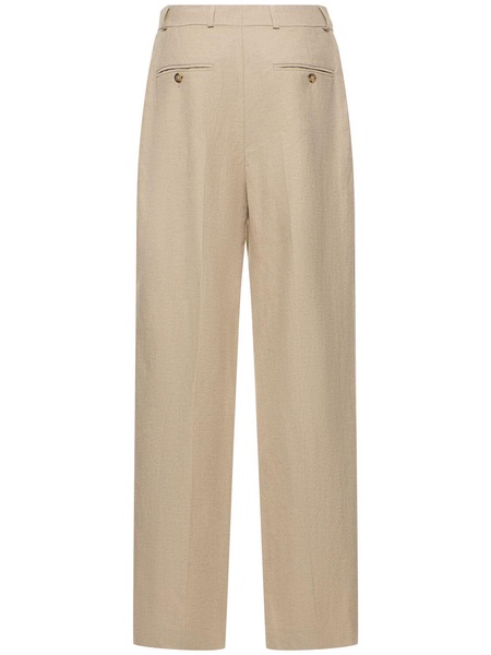 Pleated tailored linen blend pants