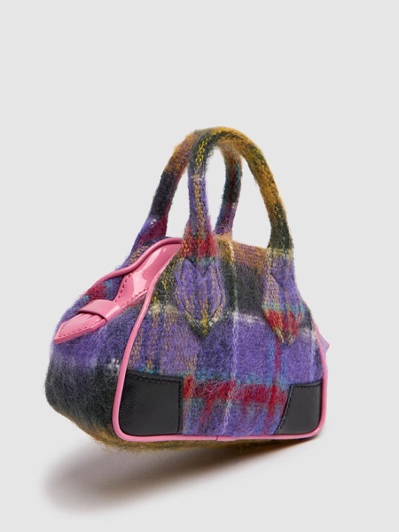 Mini Yasmin tartan mohair chain bag