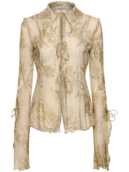 Printed cotton & silk lace-up shirt