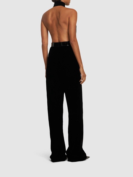 Stretch velvet jumpsuit