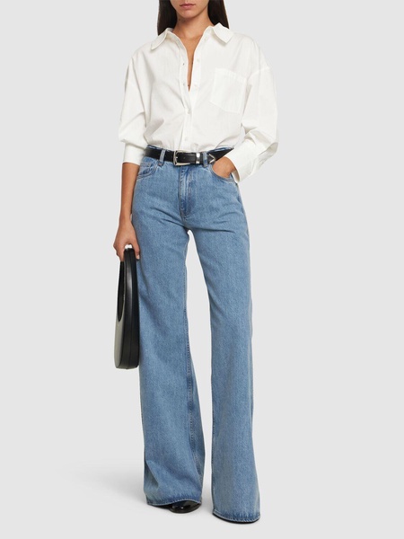 Low waist wide leg cotton denim pants