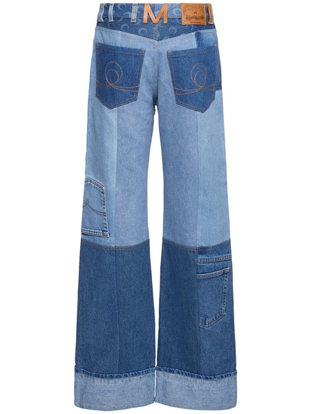 Upcycled mid rise wide jeans