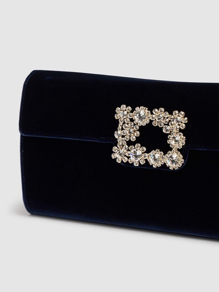 Velvet clutch w/embellished buckle