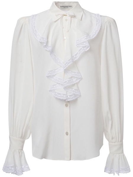 Ruffled cotton blend shirt