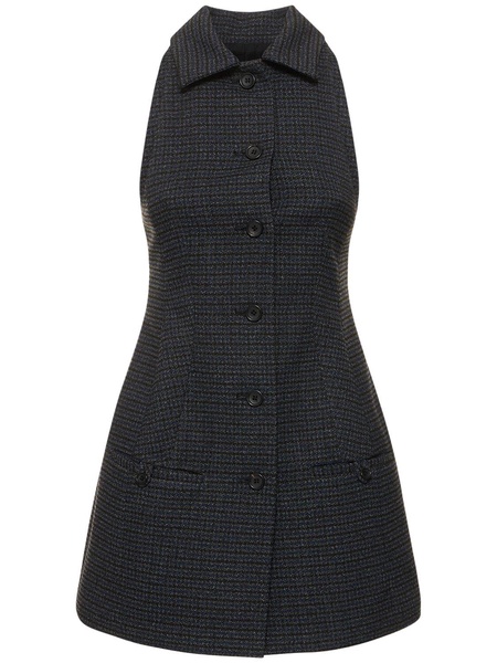 Sleeveless houndstooth tech mini dress