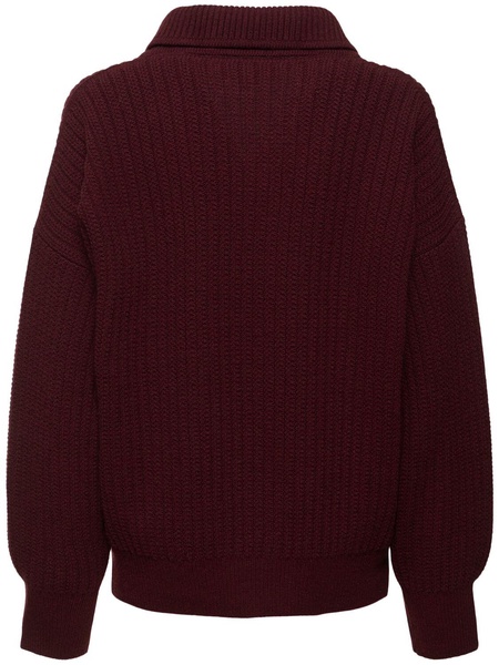 Shawl-neck wool sweater