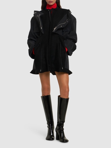 Oversize short wool melton jacket dress