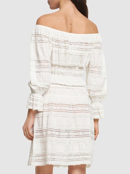 Avery off-the-shoulder lace midi dress